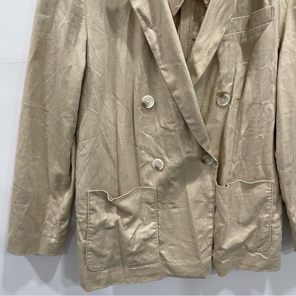 Levi’s Alexa Safari Blazer Jacker Oversized Fit Linen Cotton Cream Tan Medium - Picture 8 of 11
